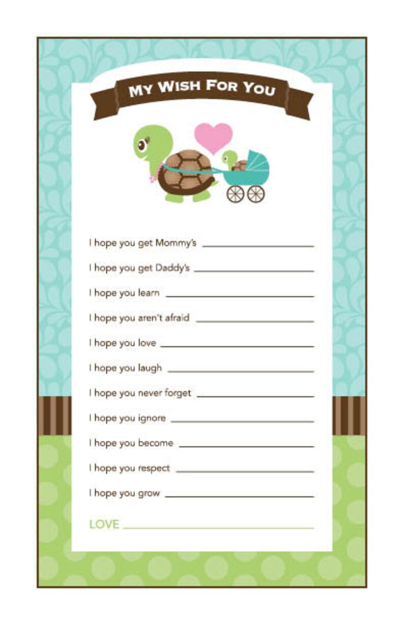 Instant Download Green Turtle Baby Shower Games Pack, Printable Turtle Bingo, Price Is Right, Wishes for Baby, Diaper Raffle 56A image 5