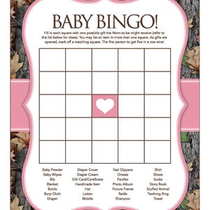 Instant Download Pink Camo Baby Shower Games Pack, Printable Realistic ...