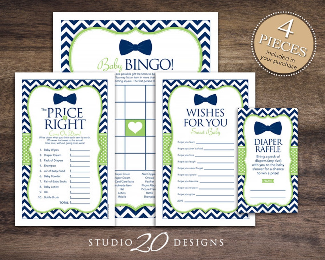 Instant Download Bow Tie Baby Shower Games Pack Printable - Etsy