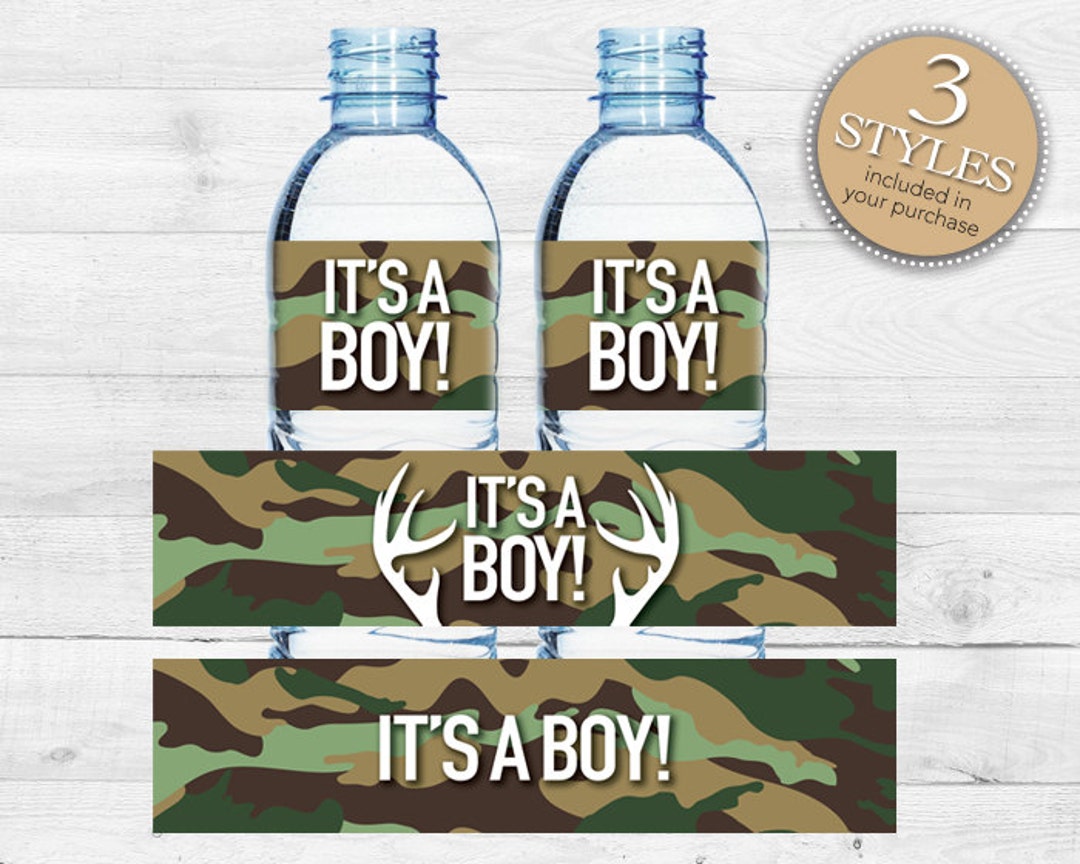 Instant Download Green Camo Water Bottle Labels, Printable Camo Baby