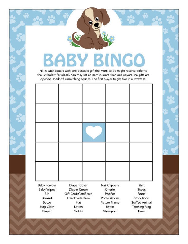 Instant Download Puppy Baby Shower Games Pack Puppy Bingo Etsy