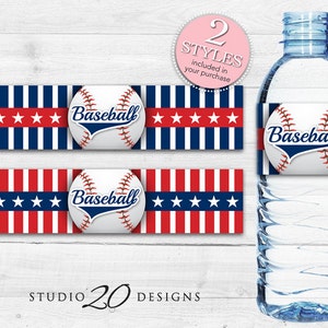 Instant Download Baseball Bottle Labels, Printable Baseball Water Bottle Labels, Baseball Tball Team Stickers, Birthday Bottle Wrappers 22A