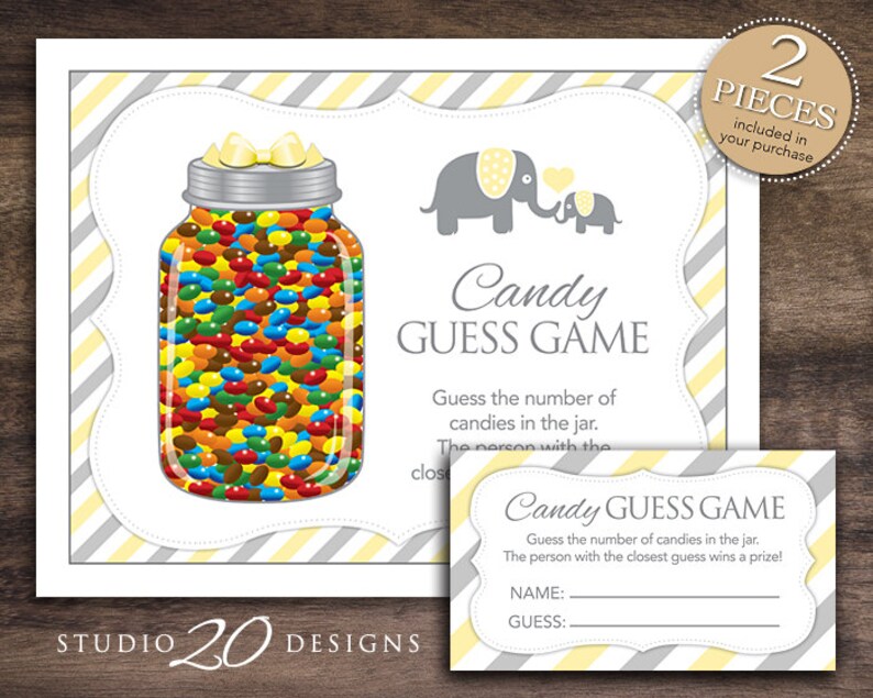Instant Download Elephant Candy Count Game Yellow Elephant - Etsy