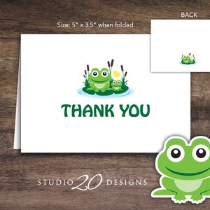 Carte de remerciement grenouille à téléchargement immédiat, carte de remerciement pliée pour baby shower, grenouille verte pliée cadeau d'anniversaire carte de remerciement 24A