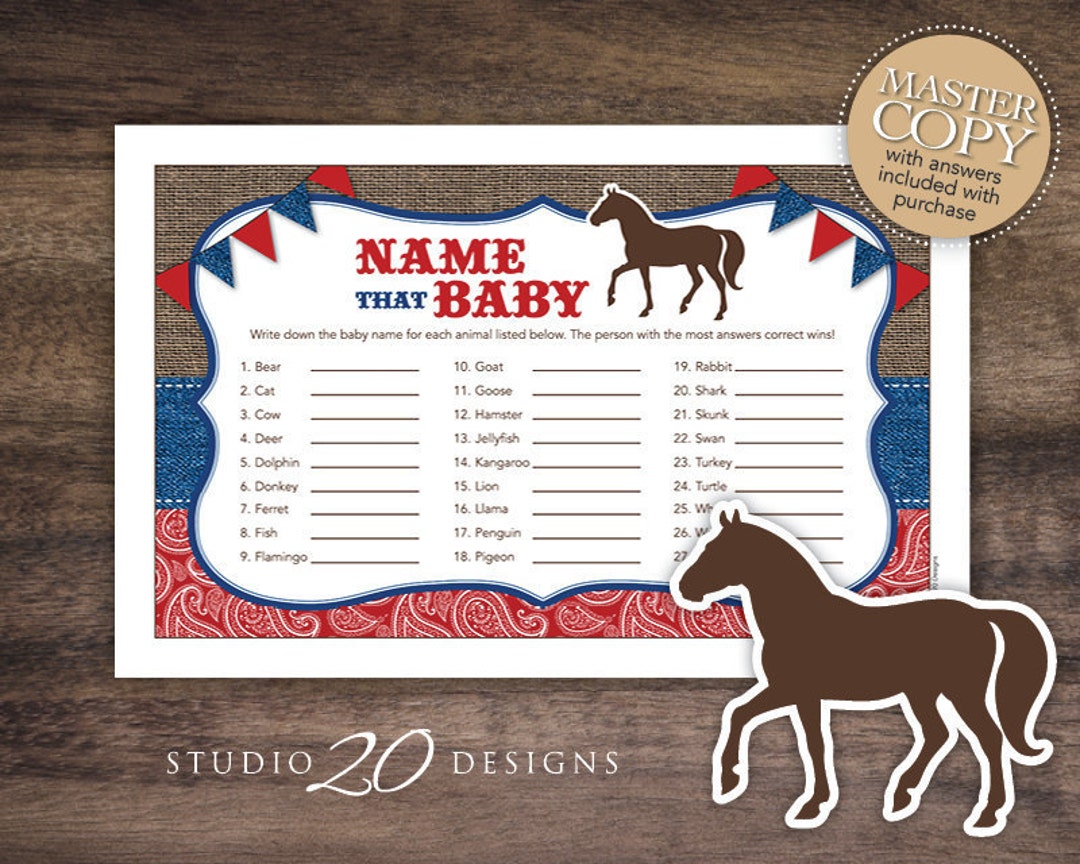 Instant Download Country Western Baby Shower Name That Baby - Etsy Instant Download Country Western Baby Shower Name That Baby - Etsy
