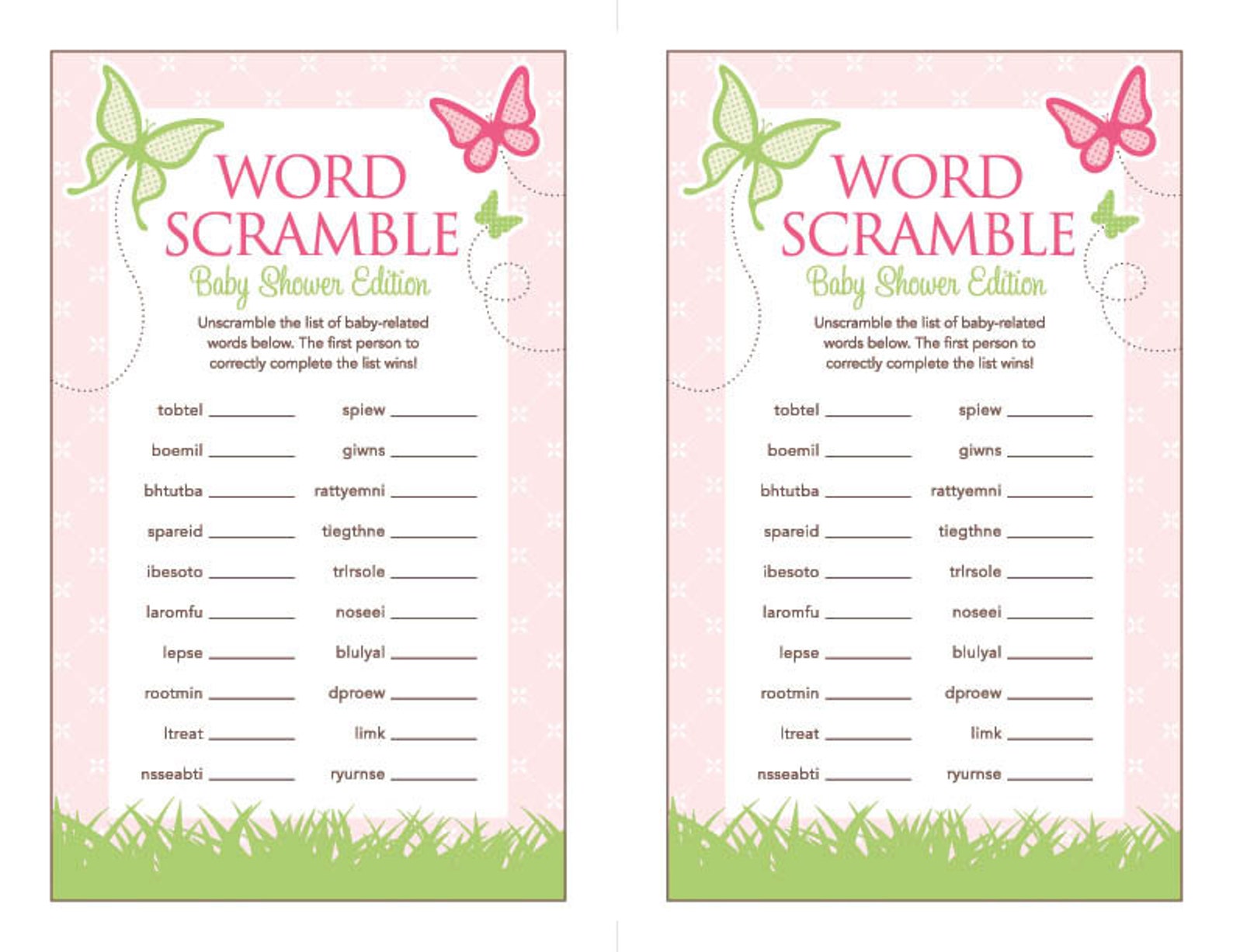 Instant Download Butterfly Word Scramble Game Printable Etsy