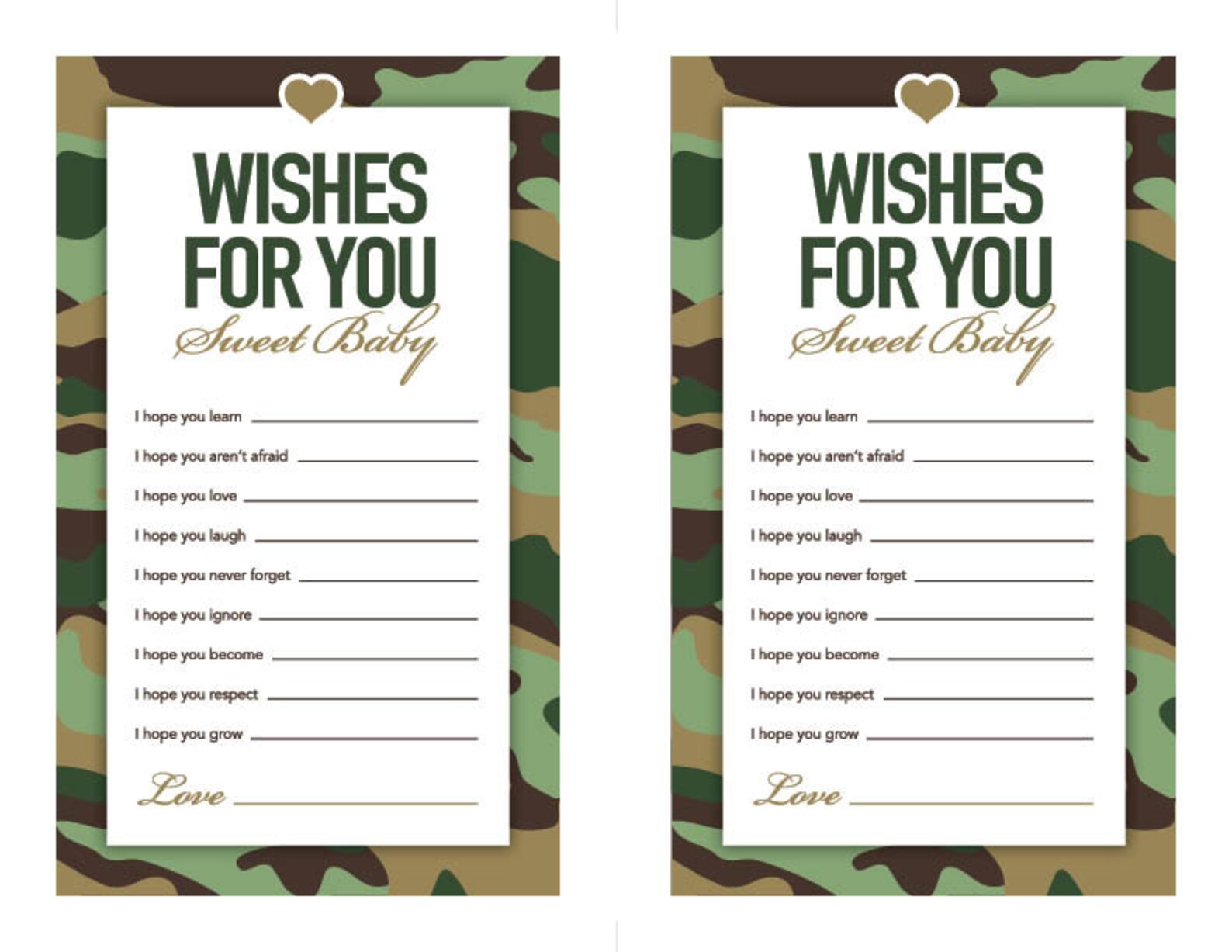 Instant Download Green Camo Baby Shower Games Printable - Etsy