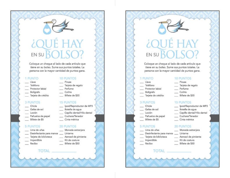instant download blue stork spanish baby shower games for