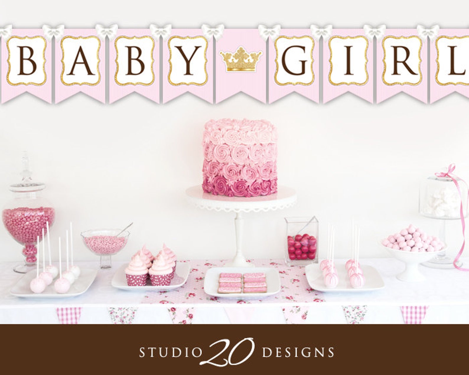 Instant Download Pink Princess Baby Shower Banner Girl - Etsy