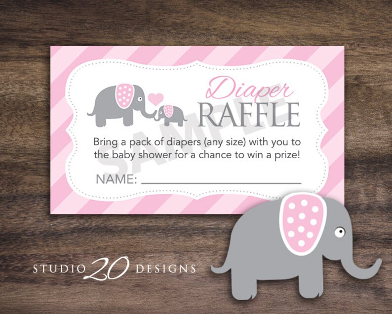 Instant Download Elephant Theme Baby Shower Diaper Raffle Etsy