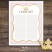 Instant Download Pink Princess Guest List, Printable Glitter Pink Gold ...