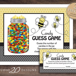 Instant Download Bee Candy Guessing Game, Bumblebee Baby Shower Candy Guess Game, Gender Neutral Candy Game 36A