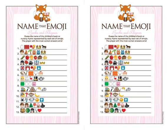 Regulering Umoderne fordøjelse Instant Download Pink Fox Emoji Baby Shower Game Books and | Etsy