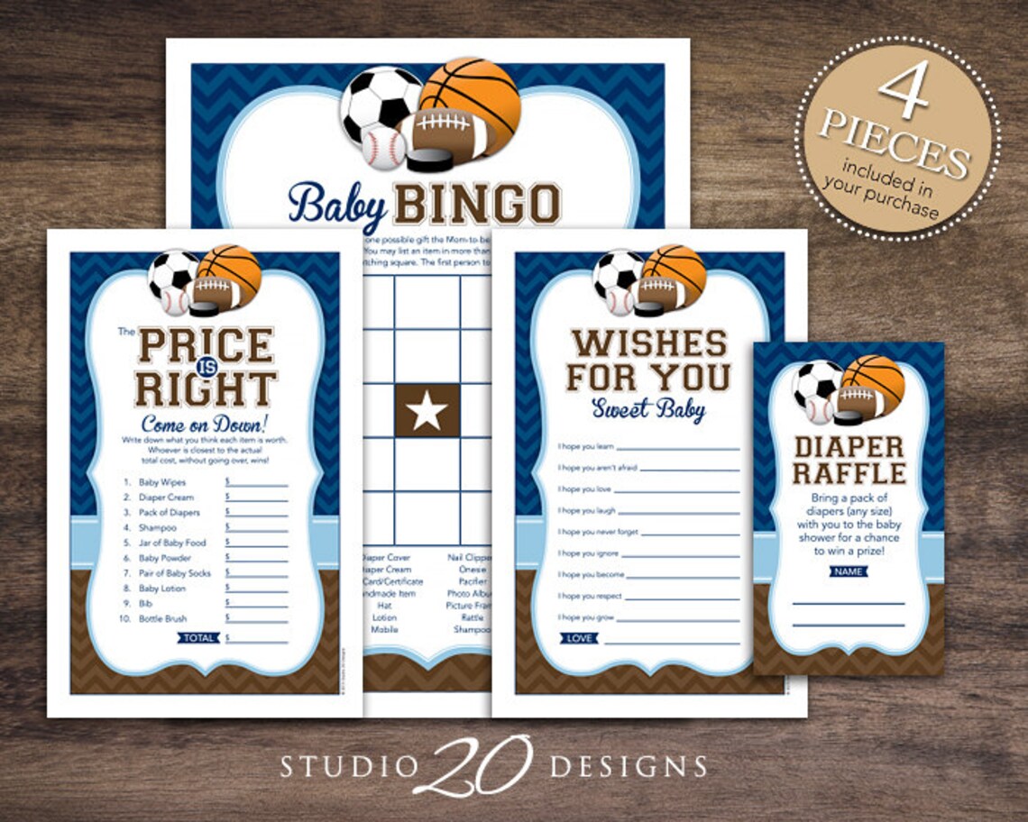 Instant Download Sports Baby Shower Games Pack Soccer | Etsy