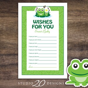 Instant Download Frog Theme Baby Shower Wishes for Baby Cards ...