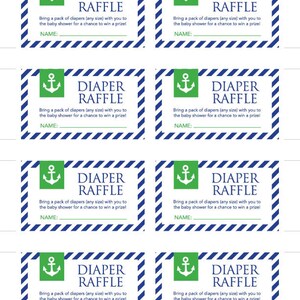 Instant Download Anchor Baby Shower Diaper Raffle Cards, Printable ...