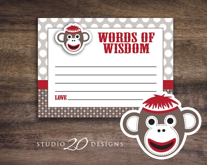 Instant Download Sock Monkey Baby Shower Advice Cards, Sock Monkey Words of Wisdom, Sock Monkey Advice Cards 30A - Etsy instant-download-sock-monkey-baby-shower-advice-cards-sock-monkey-words-of-wisdom-sock-monkey-advice-cards-30a-etsy