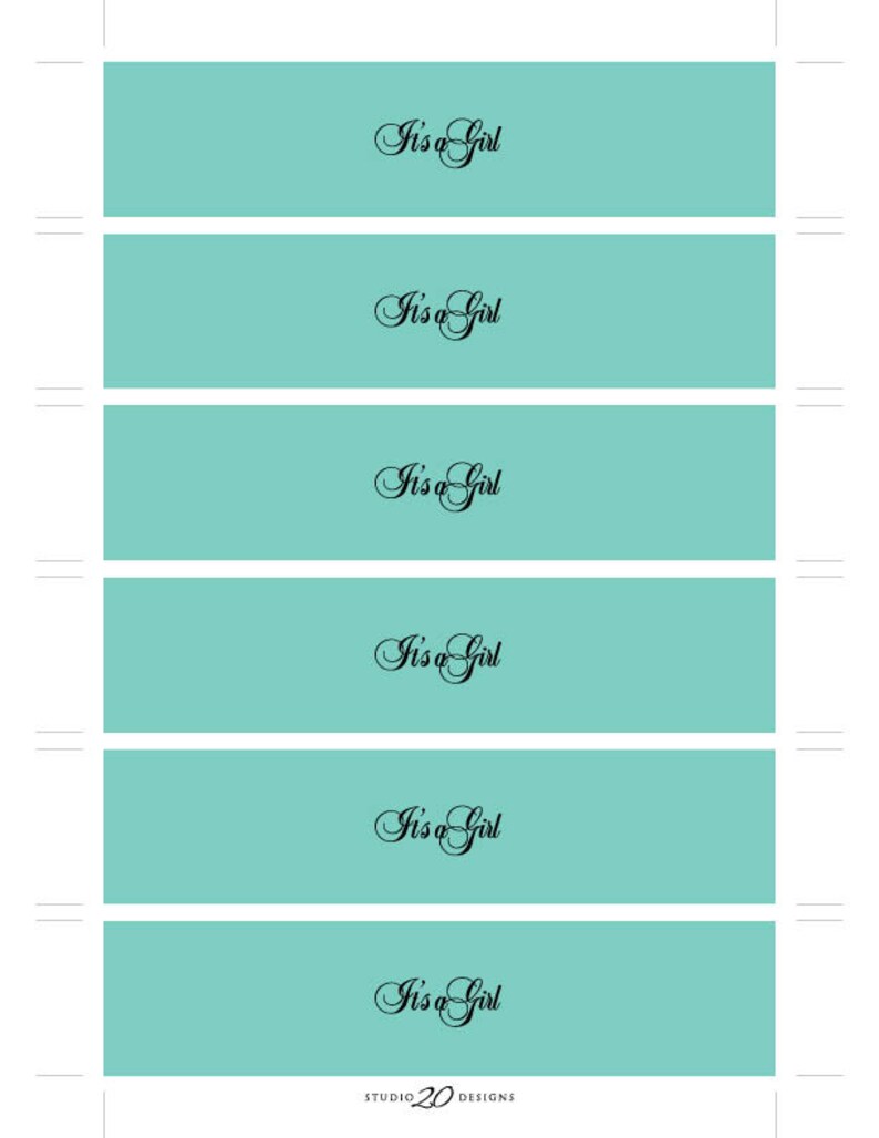 Instant Download Aqua Napkin Rings, Printable Aqua White Bow Baby Shower Napkin Wraparounds, Gender Neutral Napkin Rings 53A image 4