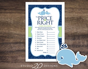 Instant Download Whale Price Is Right Game, Blue Green Whale Baby Shower Games, Printable Nautical Theme Price Is Right Baby Game 20B