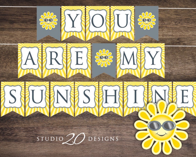 Instant Download You Are My Sunshine Baby Shower Banner Sun Etsy