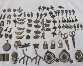 Antique Bronze Mixed Bundle Charms And Pendants