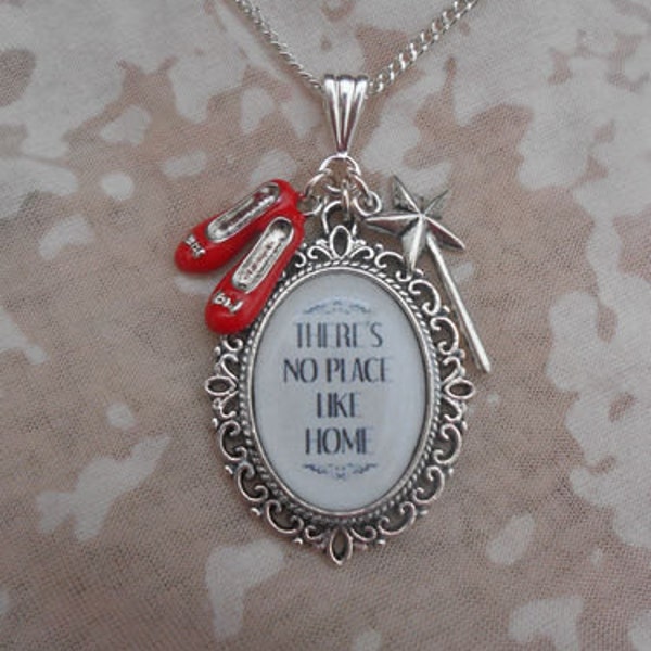 Wizard of Oz "There's No Place  Like Home" Quote Charms Necklace