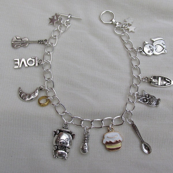 The Victorian Poem by Edgar Lear, The Owl and the Pussycat Charms Bracelet