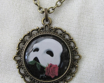 Phantom of the Opera Bronze Mask Necklace