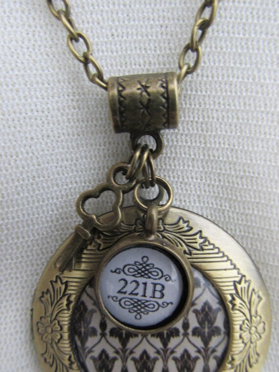 Sherlock Holmes Wallpaper Bronze Locket Necklace Etsy