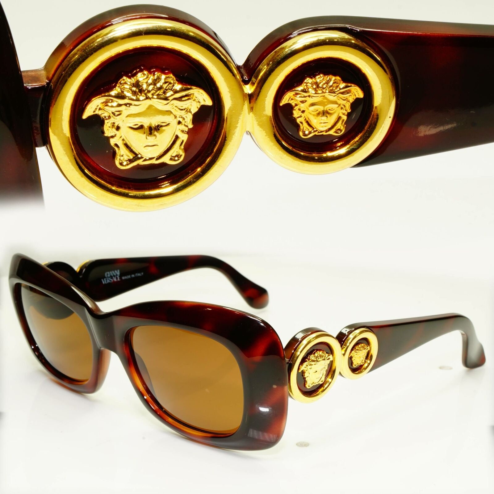 Gianni Versace 1996 Womens Vintage Gold Medusa Sunglasses
