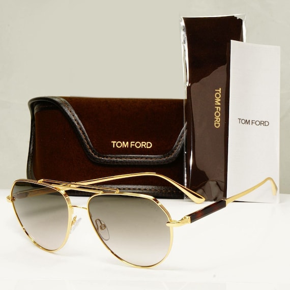 Luchtvaartmaatschappijen Wirwar Decoratie Authentic Tom Ford Mens Gold Pilot Metal Brown Sunglasses - Etsy