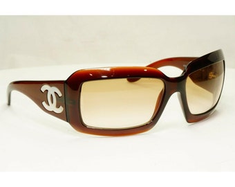 Chanel Mother of Pearl Vintage Sunglasses Brown Women Square