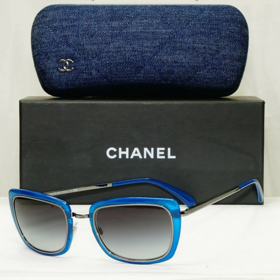 Authentic Chanel Ss18 Womens Sunglasses Blue Grey Square 4203