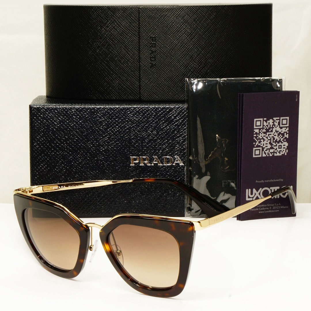 Prada Cinema Brown Sunglasses Gold Tortoiseshell Square Spr - Etsy