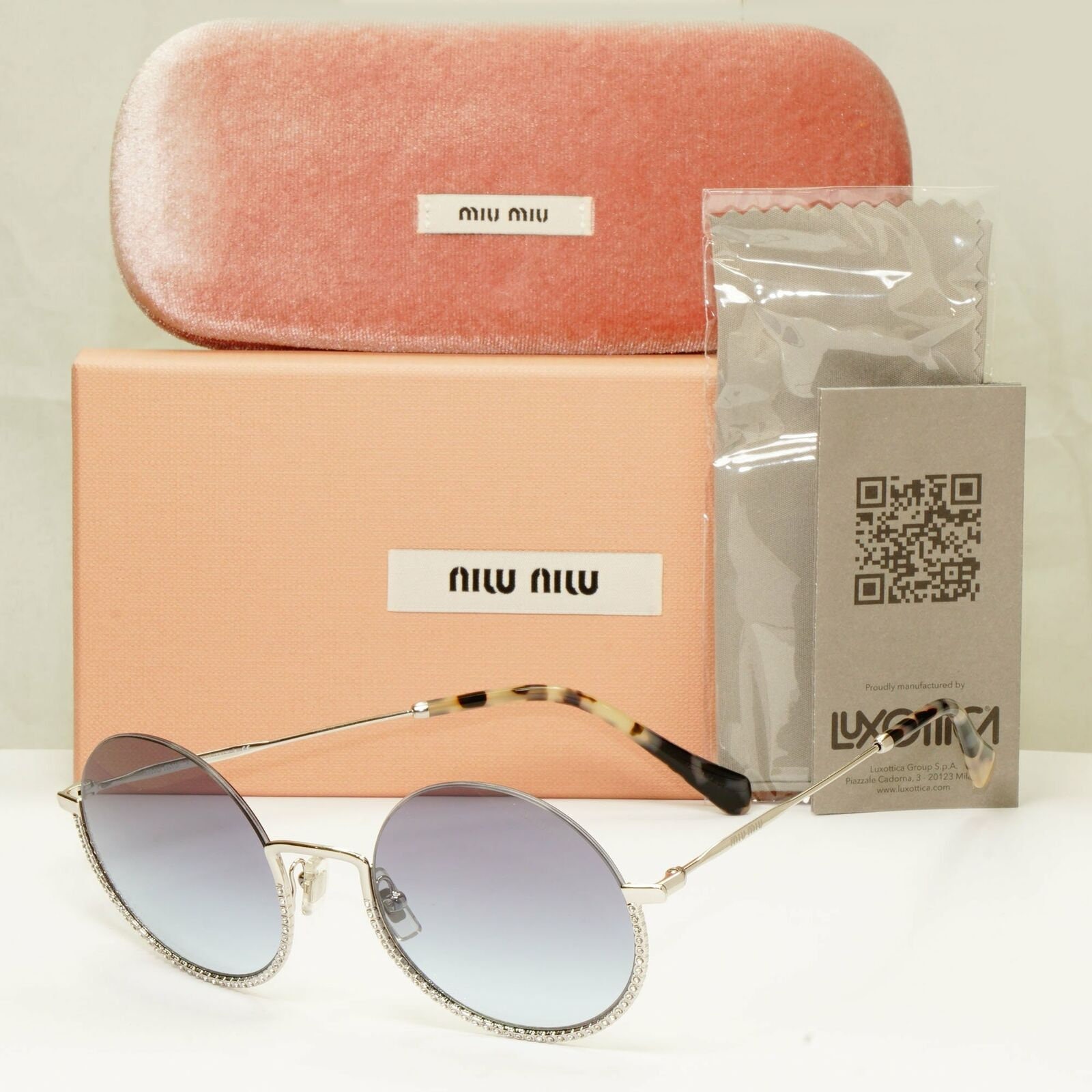 Miu de Sol Redondas Azul Plata Mujer Diamante - Etsy España