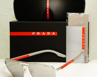 Prada White Polarised Sunglasses Black Mens Pilot Fashion Sps 05r