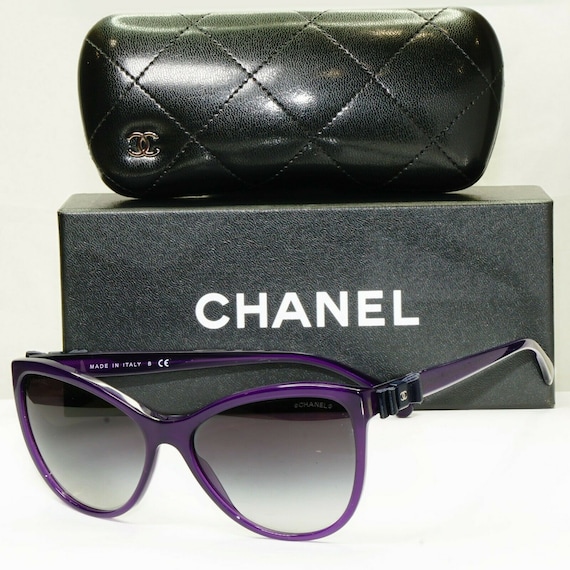 Authentic Chanel Womens Sunglasses Violet Purple Square Bow 
