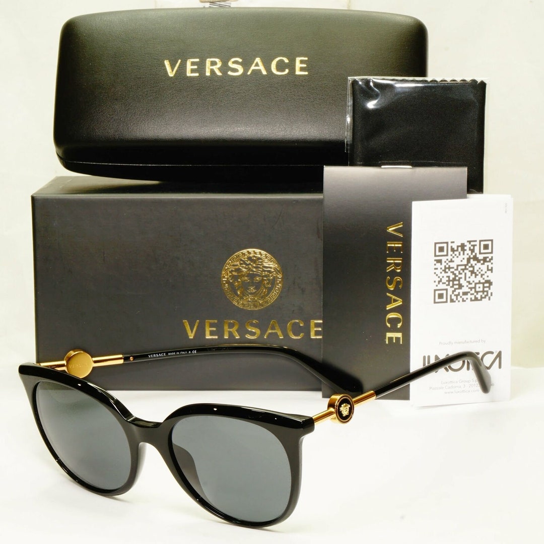Versace Sunglasses Gold Medusa Square Black Grey Womens Mod - Etsy