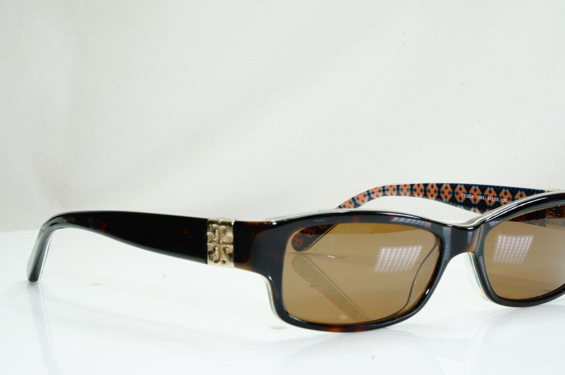 Tory Burch Womens Vintage Sunglasses Brown Rectangle Havana Ty | Etsy