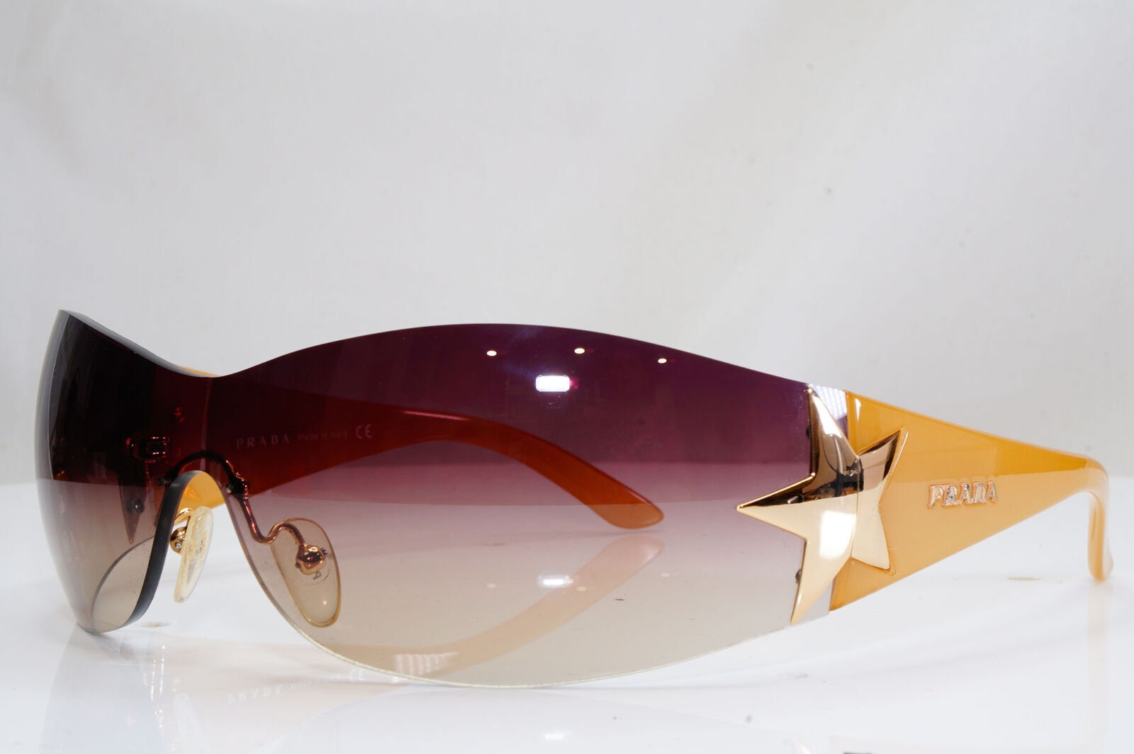 Prada Mens Womens Vintage Sunglasses Shield Gold Star Spr 72g - Etsy
