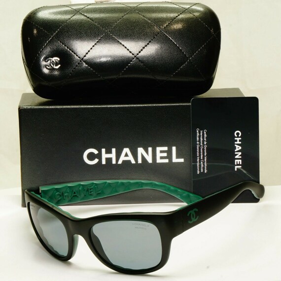 Chanel Sunglasses Polarized Black Grey Square Womens Fashion