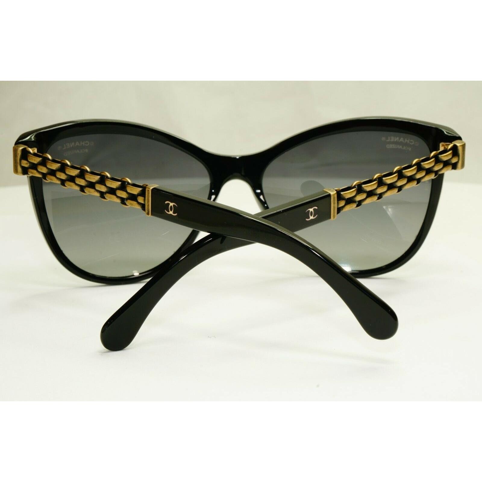 Chanel Chain Polarized Sunglasses Black Bronze Smoke Gradient