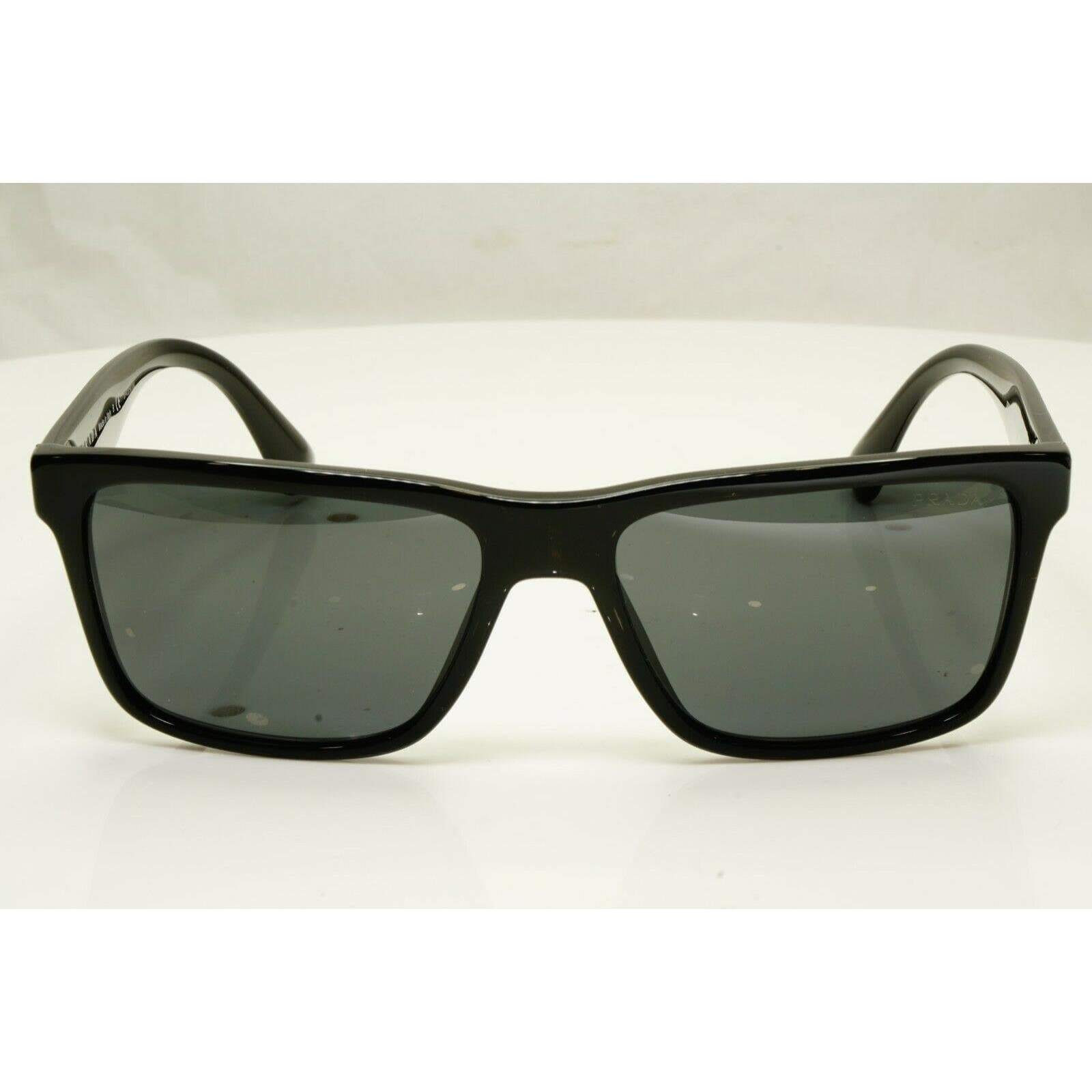 Authentic Prada Mens Glossy Black Square Designer Sunglasses Spr