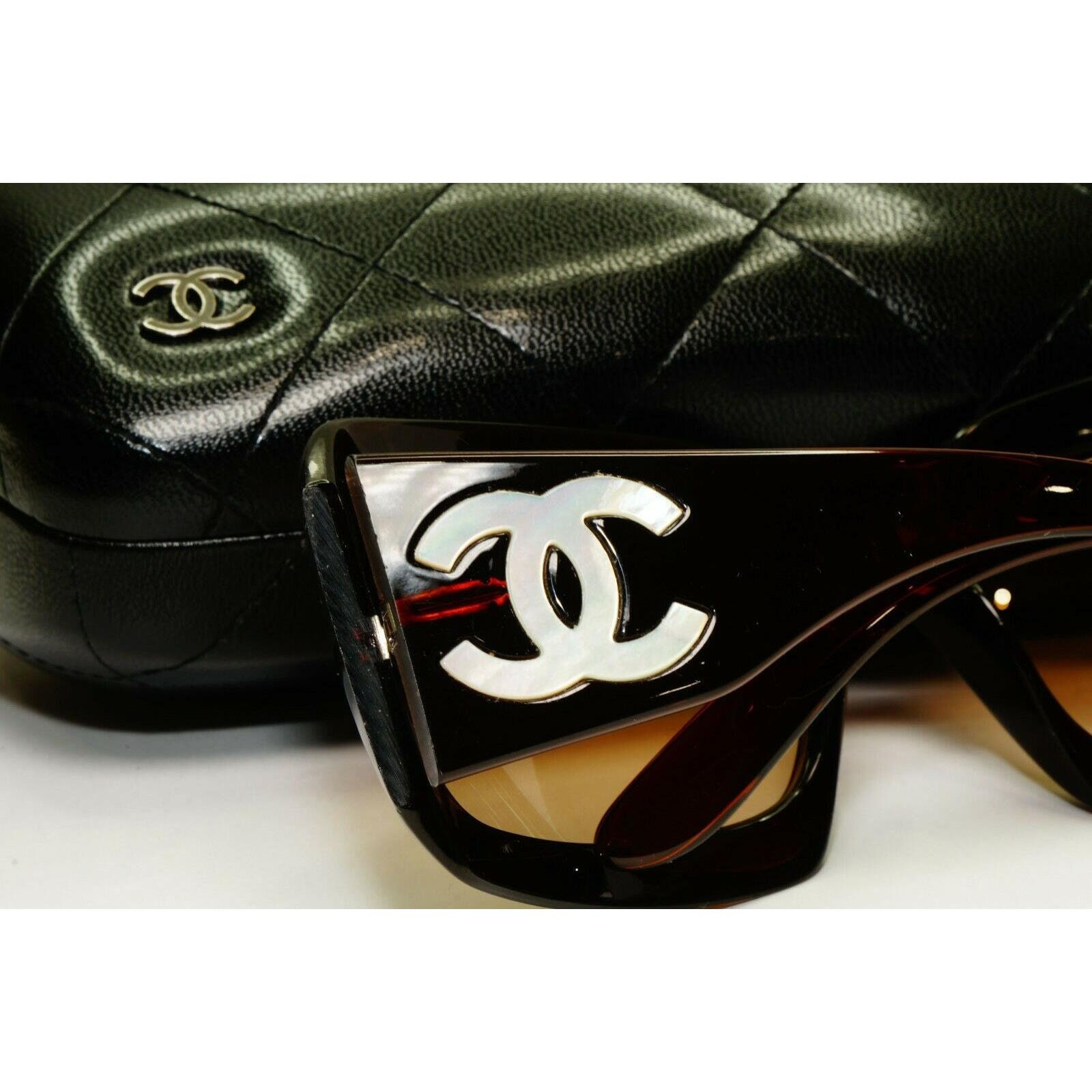 Chanel Mother of Pearl Vintage Sunglasses Brown Women Square 