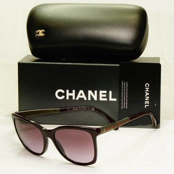 Chanel Rectangle Bordeaux Violet Gradient Blue Sunglasses