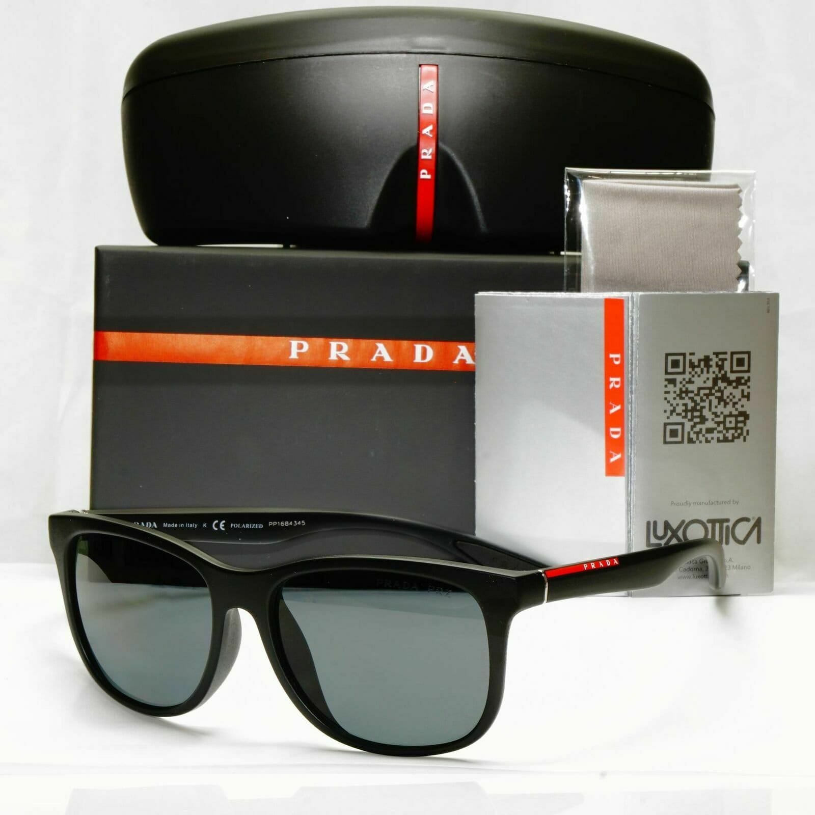Prada Polarized Black Sunglasses Square Mens Sport Sps 03o F
