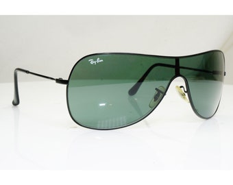 Ray-ban Vintage Shield Sunglasses Mens Womens Black Green Rb - Etsy UK