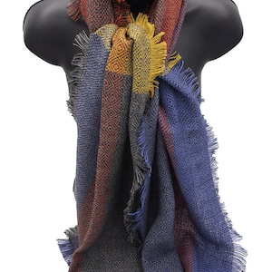 100% Baby Alpaca Village Glen Handwoven Multi-Color Scarf