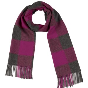 100% Baby Alpaca Scarves, Our Colorful Fun Scarf is more Durable than Cashmere Fuchsia & Grey