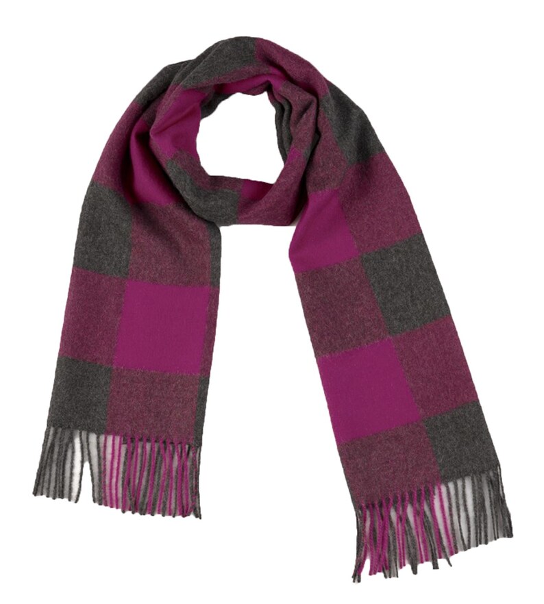 100% Baby Alpaca Scarves, Our Colorful Fun Scarf is more Durable than Cashmere Fuchsia & Grey